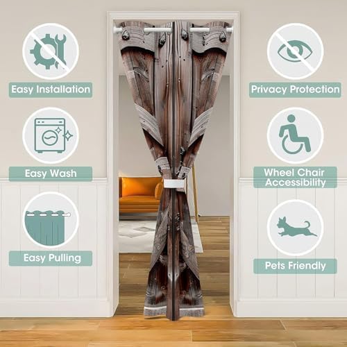 Castle Fairy Brown Wooden Barn Door Curtain 34x80