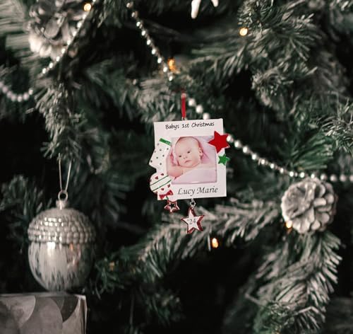 Personalized Baby Christmas Ornament Frame Gender Neutral Keepsake Decoration