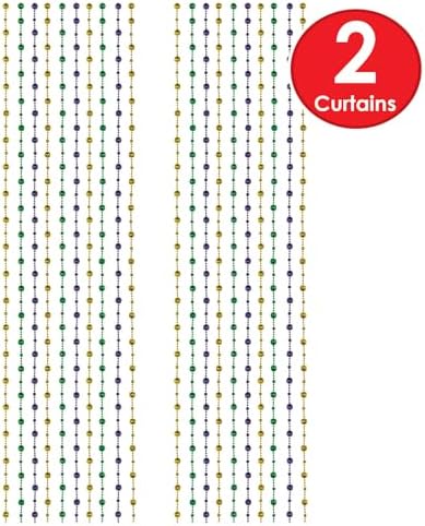 Beistle Disco Ball Bead Curtains 2 Piece Green Gold Purple