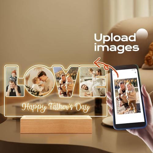 Personalized LOVE Photo Frame with Night Light for DadBabyKidFamilyPet