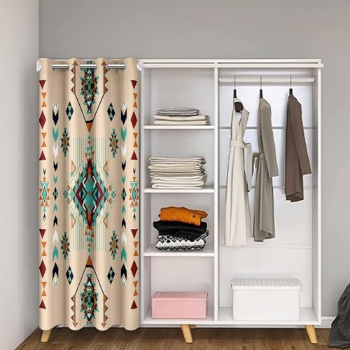 Jejeloiu Southwestern Door Curtain 34x80 Geometric Design
