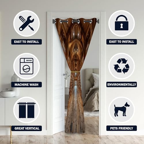 Yozeuoo Brown Library Bookcase Door Curtain