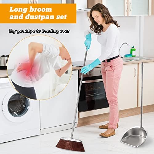 SUTINE Heavy Duty Broom and Dustpan Set with Long Handle