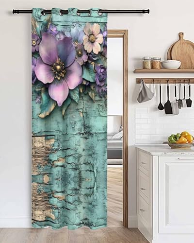 Carosoffe Purple Floral Door Curtain 52x96 Blackout Panel 1