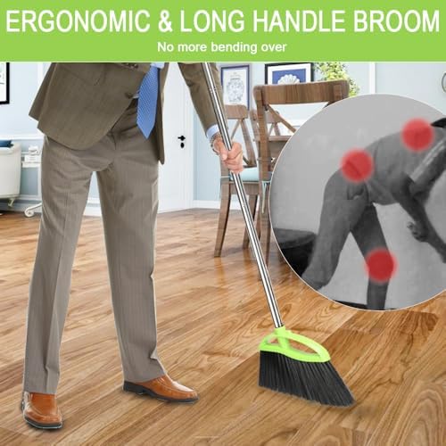 Dodifker Soft Bristles Angle Broom and Dustpan Set
