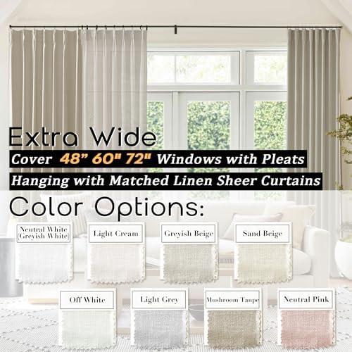 SHINELAND Pinch Pleated Soundproof Curtains 2 Panels Set