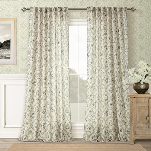 Green Farmhouse Curtains 90 Length for Living Room