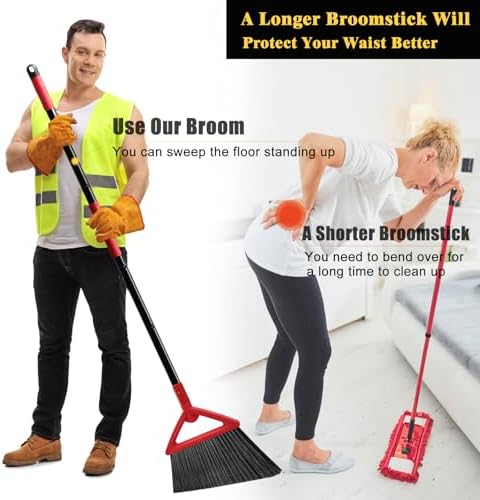 Heavy Duty Angle Broom for Indoor Outdoor Cleaning