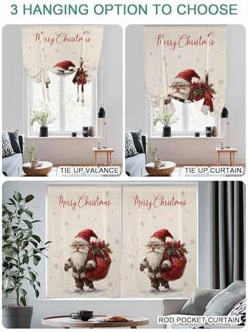 Cuang Life Tie Up Curtains 34x45in Gray Snowflake Retro Linen