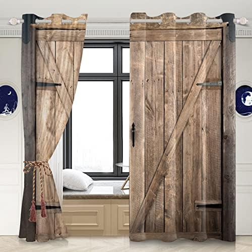 Yeele Rustic Barn Door Curtains Set of 2 Panels 26x96 Inch