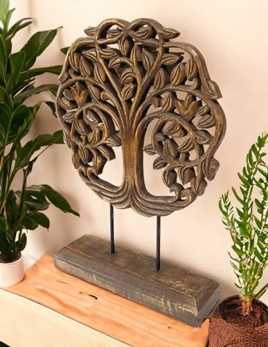 Wooden Carved Tree Table Decor Sculpture Walnut