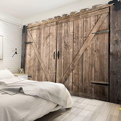 Yeele Rustic Barn Door Curtains Set of 2 Panels 26x96 Inch