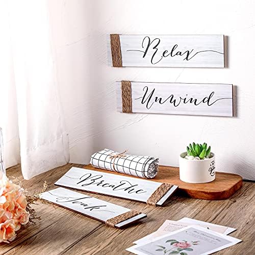 Jetec Farmhouse Wooden Bathroom Signs Decor