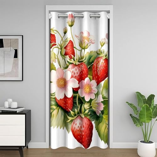 Feelyou 3D Printed Door Curtain 42x80 Strawberry Privacy Cover 1