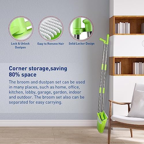 FGY 48 Broom Dustpan Set with Green Handle