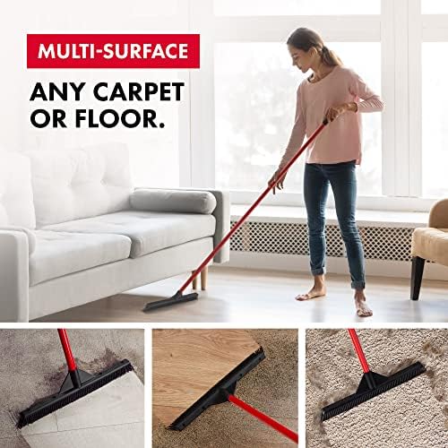 RAVMAG Pet Hair Remover Rubber Broom for Hardwood Carpet Tile