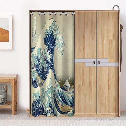 Leyiyi Japanese Door Curtain with Ukiyoe Design 34x80 Inch
