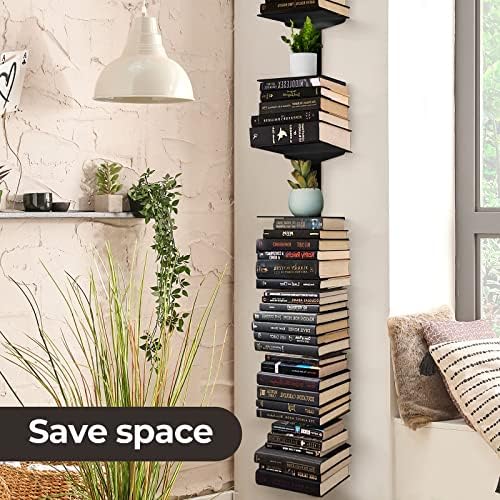 ART-GIFTREE Floating Book Shelves 4 Tier Metal Wall Mount 2 Pack Black