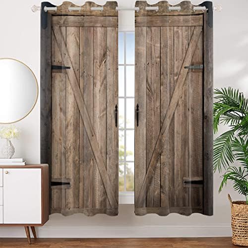 Yeele Rustic Barn Door Curtains Set of 2 Panels 26x96 Inch