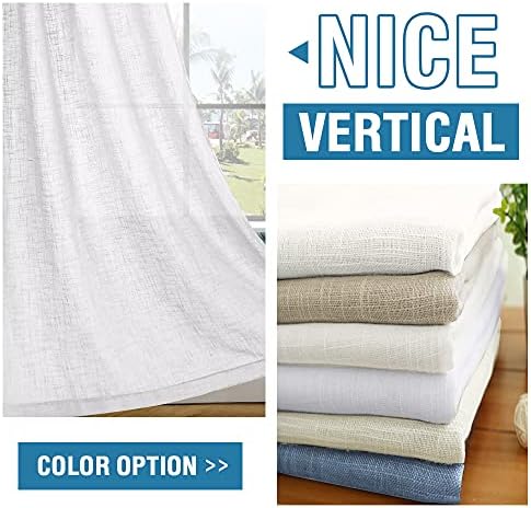HVERSAILTEX Linen Curtains - 52x96 White Panels with Nickel Grommets