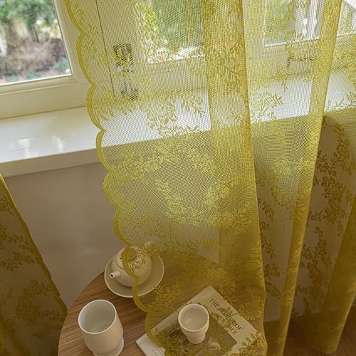 Sutuo Home Sage Green Lace Curtains 2 Panels Set