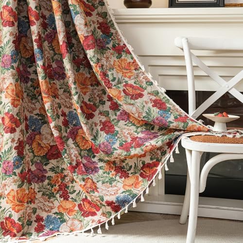 ENJOYBRIDAL Boho Floral 96 Curtains 2 Panels