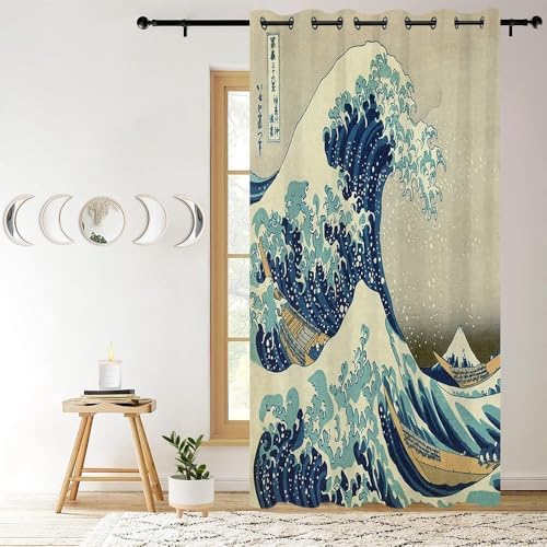 Leyiyi Japanese Door Curtain with Ukiyoe Design 34x80 Inch