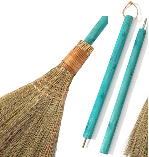 Vietnamese Straw Soft Broom with Green Handle