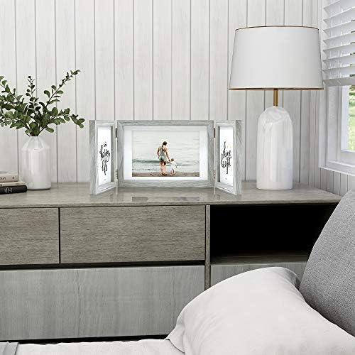 Afuly Triple Photo Frame with Shabby Chic Grey Wood Design