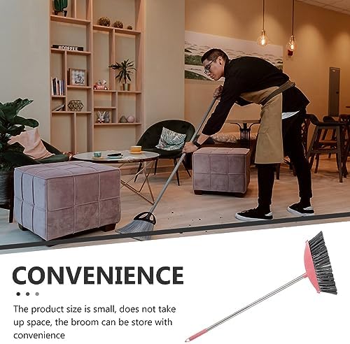 Ciieeo Heavy-Duty Broom with Long Handle and Pink Design