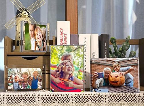 ILYXY 5 Pack 24mm Thick Frameless Acrylic Picture Frames