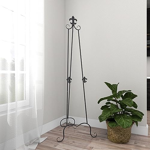 Deco 79 Metal Scroll Display Easel with Chain Support Black