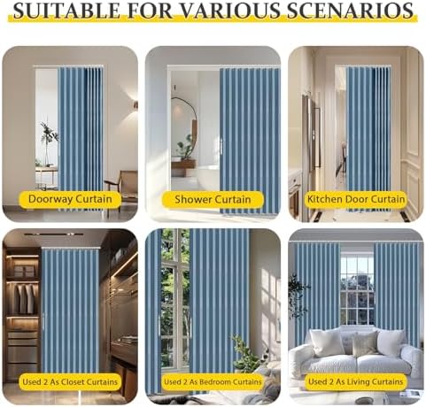AJAZZ Blackout Doorway Curtains 1 Panel Blue 98 W x 84 L