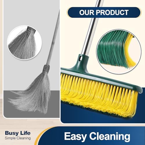 Yocada Heavy Duty Broom with Curved Bristles 587 Inch