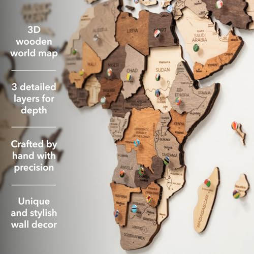 ENJOY THE WOOD 3D World Map Wall Decor