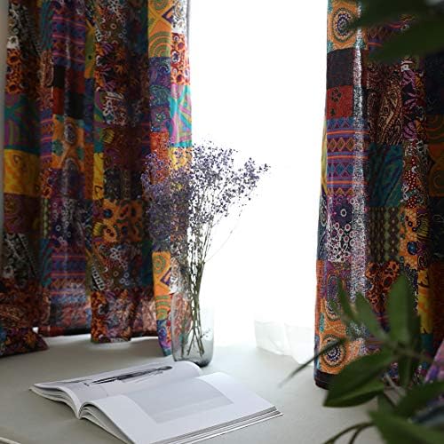 JAIJY Patchwork Curtain Panel 55x94 Rod Pocket Boho Decor