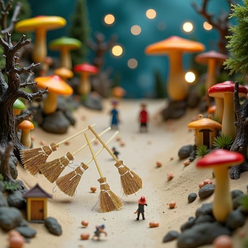 5Pcs Halloween Witch Broom Miniature Props 1