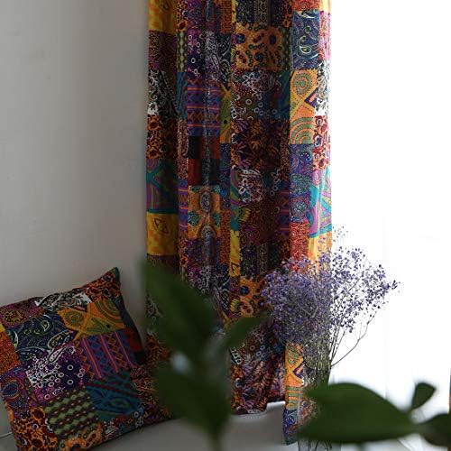 JAIJY Patchwork Curtain Panel 55x94 Rod Pocket Boho Decor