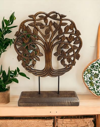 Wooden Carved Tree Table Decor Sculpture Walnut