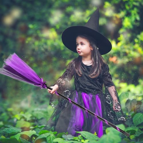 Halloween Witch Broom Purple Cosplay Prop