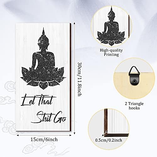 Yookeer Funny Bathroom Wall Decor Quote Buddhist Sign with Hooks