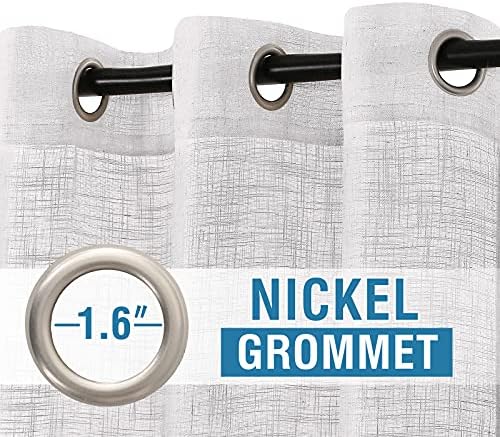 HVERSAILTEX Linen Curtains - 52x96 White Panels with Nickel Grommets