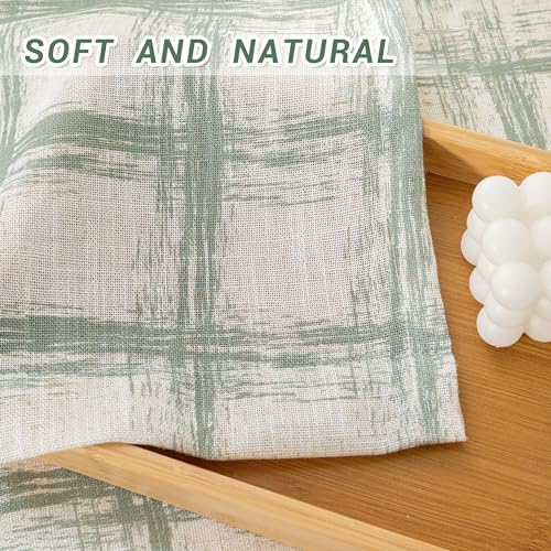 MYSKY HOME Sage Green Plaid Curtains 2 Panels