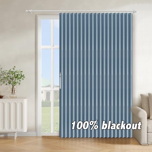 AJAZZ Blackout Doorway Curtains 1 Panel Blue 98 W x 84 L