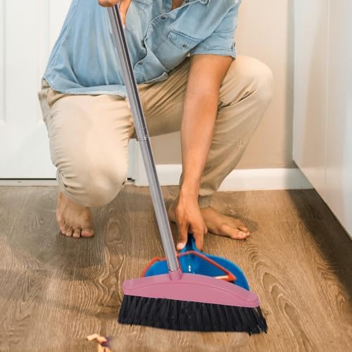 Luxshiny Broom with Metal Handle for Home Cleaning