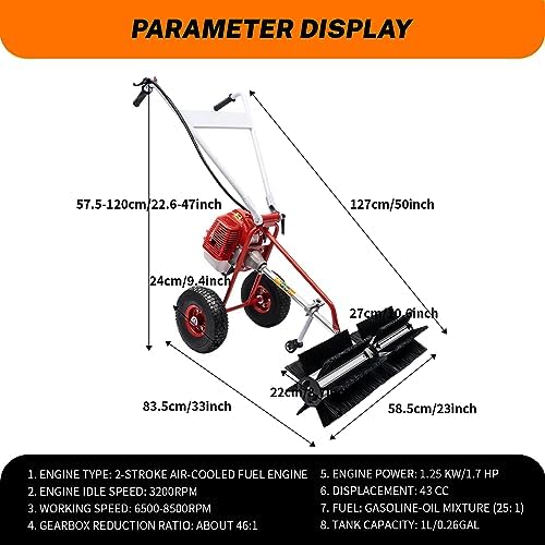 WXLTSGM 52CC Gas Push Broom for Lawn and Snow Cleaning