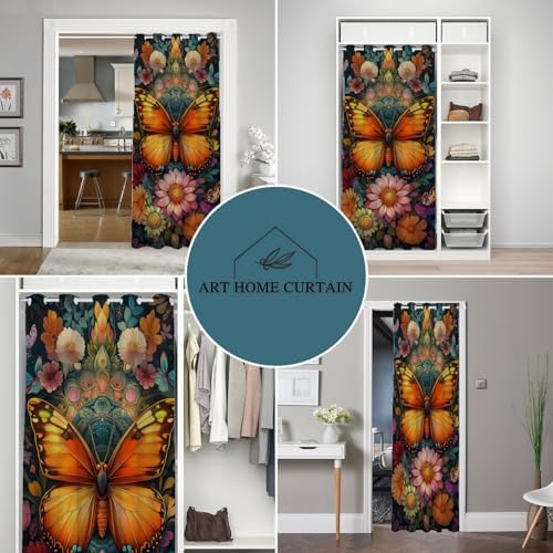Shixiaoyan Butterfly Door Curtain with Flower Mandala Design