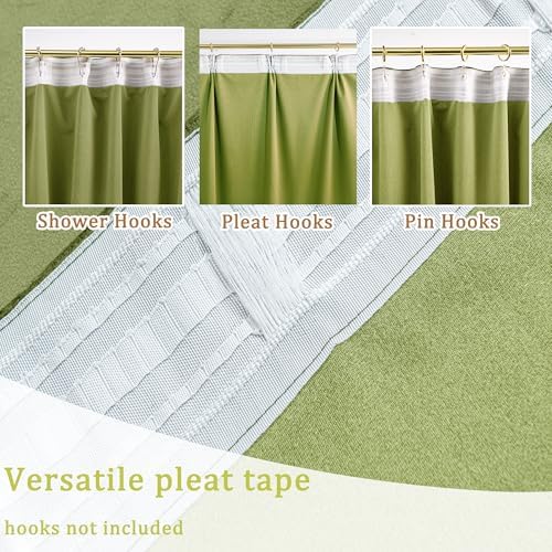 YOFUN Olive Green Velvet Curtains 96 Inch 2 Panels