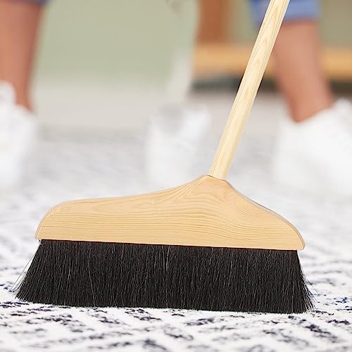 Angoily Soft Bristle Wooden Handle Push Broom