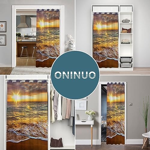 ONINUO Ocean Beach Scenic Door Curtains with Grommets